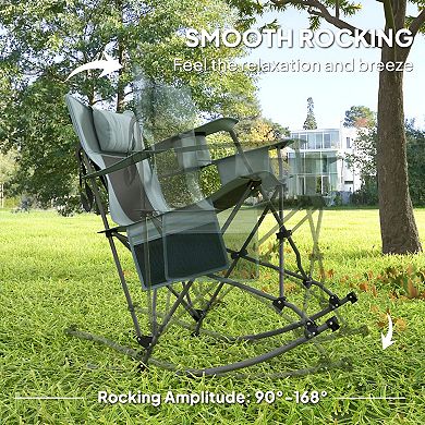 2 Pack Reclining Camping Chairs with Headrest Cup Holder and Carry Bag