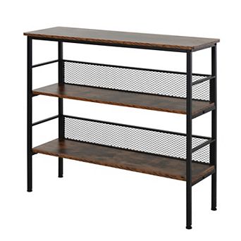 3 tier Industrial Bookshelf Storage Rack with Metal Frame
