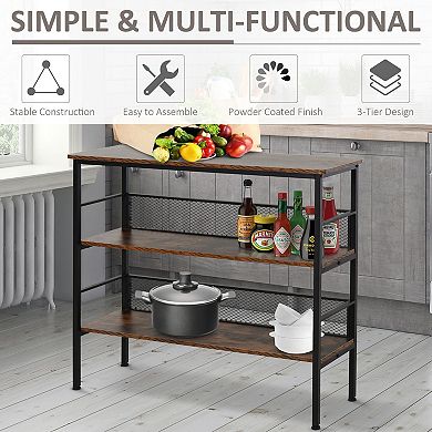3 Tier Industrial Bookshelf Storage Rack with Metal Frame