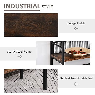 3 Tier Industrial Bookshelf Storage Rack with Metal Frame