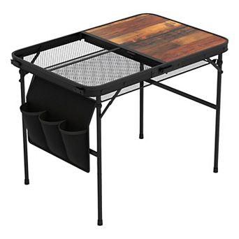 Lightweight Folding Camping Table with Mesh Top Side Pockets for Camping, Picnics, or Tailgating