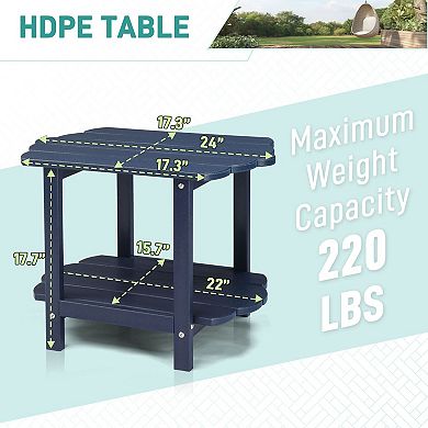 2-Tier Outdoor Compact Side Table with Bottom Storage Shelf for Patio or Balcony