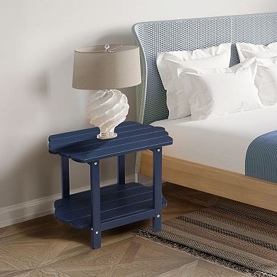 2-Tier Outdoor Compact Side Table with Bottom Storage Shelf for Patio or Balcony