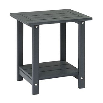 2 tier Outdoor Side Table with Storage Shelf for Patio, Balcony for Drinks and Decor