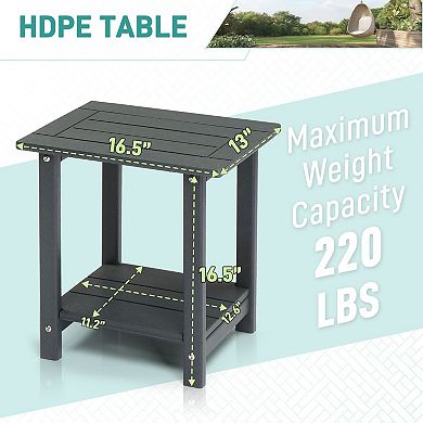 2-Tier Outdoor Side Table with Storage Shelf for Patio, Balcony for Drinks and Decor