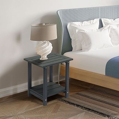2-Tier Outdoor Side Table with Storage Shelf for Patio, Balcony for Drinks and Decor