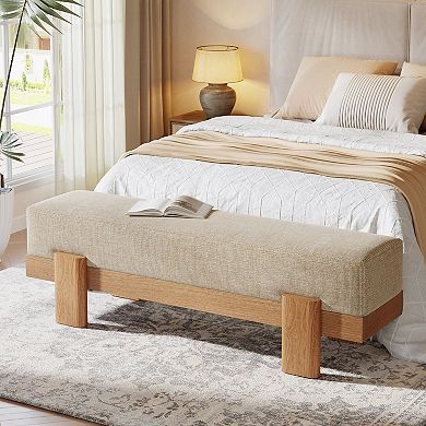 Entryway bench upholstered padded seat MDF frame bench for bedroom dining