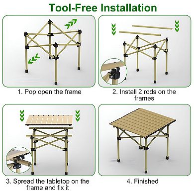 Compact Roll-Up Camping Table for 1-2 People with Carry Bag for Camping, BBQs, Backyard, or Patio