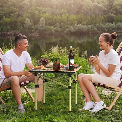 Compact Roll-Up Camping Table for 1-2 People with Carry Bag for Camping, BBQs, Backyard, or Patio