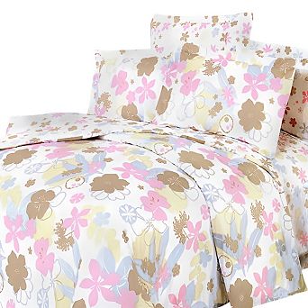 4 pc Cotton Duvet Cover Bedding Set with Fitted Sheet and Matching Pillowcases