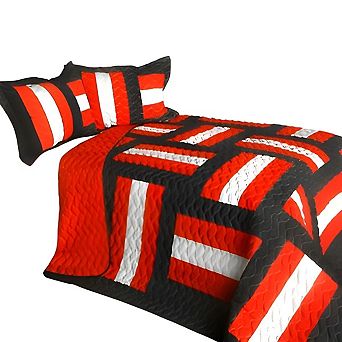 3 pc Cotton Quilt Set Geometric Design Lightweight Bedspread with Matching Shams