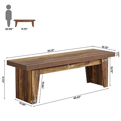 Farmhouse Style Entryway Bench Rectangular Wood Bench for Hallway Living Room and Dining Seating