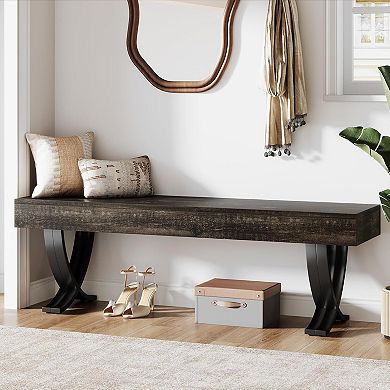 Hallway bench seat entry shoe bench MDF top metal frame storage bench