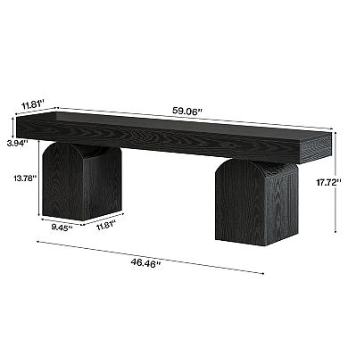 Bench for entryway hallway seating bench MDF dual arched base seat