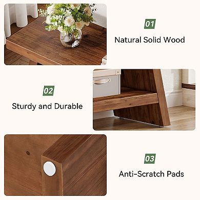 Solid Wood Entryway Bench Open Storage Shelf for Shoes Hallway Seating