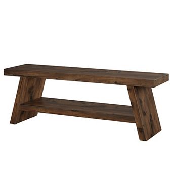 Solid Wood Entryway Bench Open Storage Shelf for Shoes Hallway Seating