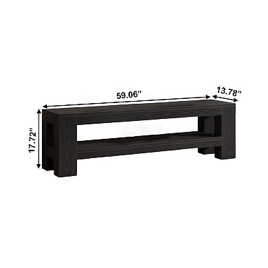 Narrow Entryway Bench with Storage MDF Shoe Rack Bench with Shelves