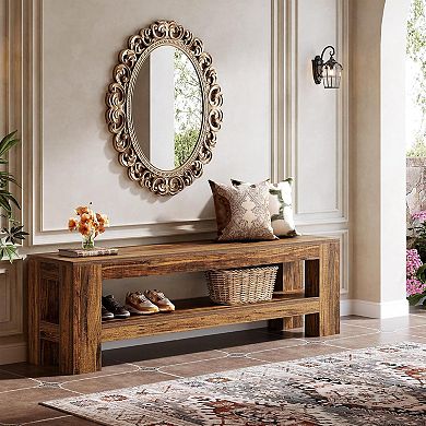 Narrow Entryway Bench with Storage MDF Shoe Rack Bench with Shelves
