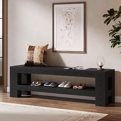 Narrow Entryway Bench with Storage MDF Shoe Rack Bench with Shelves