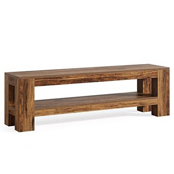 Narrow Entryway Bench with Storage MDF Shoe Rack Bench with Shelves