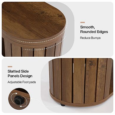 Entryway Shoe Storage Bench 2 Tier Shoe Rack Oval Top Seating Bench