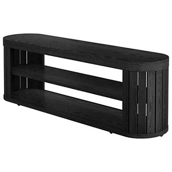 Entryway Shoe Storage Bench 2 tier Shoe Rack Oval Top Seating Bench