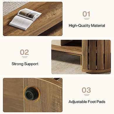 Narrow Entryway Bench with Shoe Rack Wood Look Hallway Storage Bench
