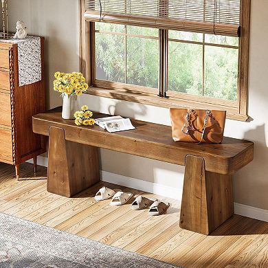 Compact Solid Wood Bench for Entryway Dining and Bedroom Seating
