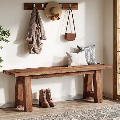 Narrow Solid Wood Seating Bench for Entryway Porch or End-of-Bed Use