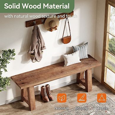Narrow Solid Wood Seating Bench for Entryway Porch or End-of-Bed Use