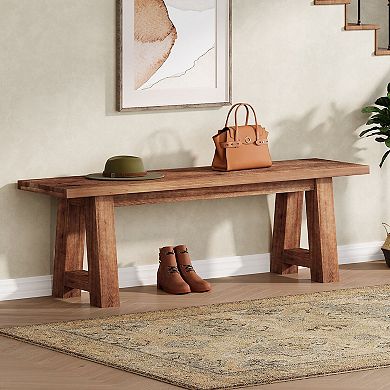 Narrow Solid Wood Seating Bench for Entryway Porch or End-of-Bed Use
