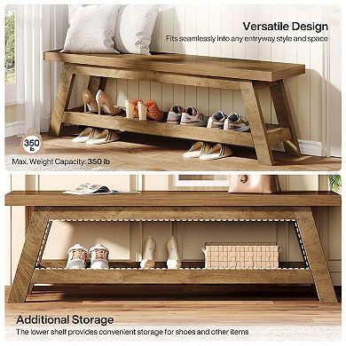 Entryway Bench with Shoe Storage Shelf MDF Wood Look Hallway Bench