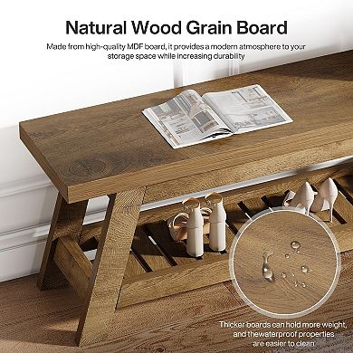 Entryway Bench with Shoe Storage Shelf MDF Wood Look Hallway Bench