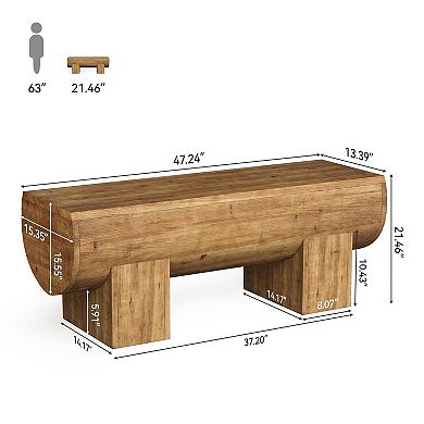 Compact Solid Wood End-of-Bed Bench with Reinforced Frame
