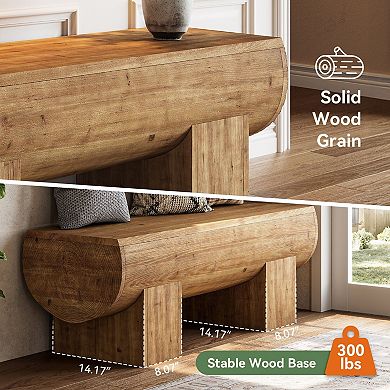 Compact Solid Wood End-of-Bed Bench with Reinforced Frame