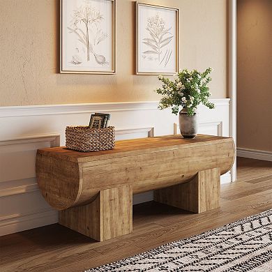 Compact Solid Wood End-of-Bed Bench with Reinforced Frame