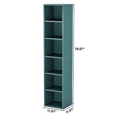 6 Cube Bookshelf Tall Slim MDF Storage Shelf