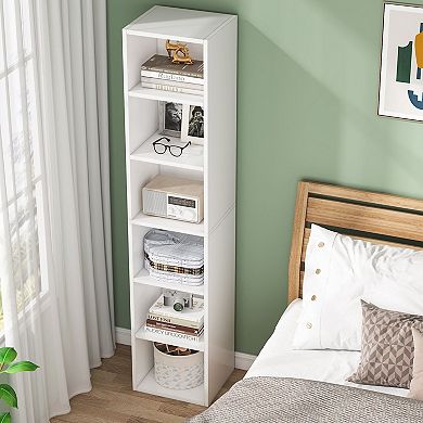 6 Cube Bookshelf Tall Slim MDF Storage Shelf