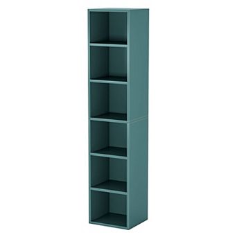 6 Cube Bookshelf Tall Slim MDF Storage Shelf