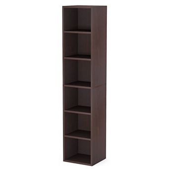 6 Cube Bookshelf Tall Slim MDF Storage Shelf