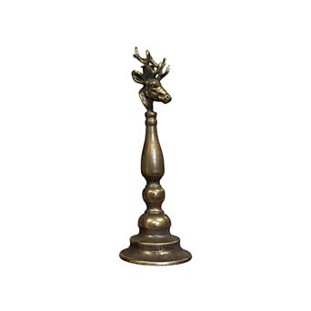 Antique Brass Deer Head Candle Holder Taper Stand Tall Decorative Set for Home Decor