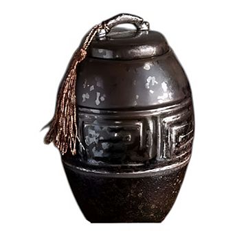 Antique Ceramic Lined Storage Jar with Lid for Coffee Tea Spices Kitchen Counter