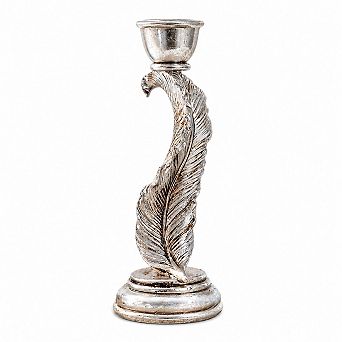 Feather Inspired Metal Candle Holder Gold Silver Finish Tabletop Mantel Decor Accent