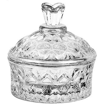 Vintage Embossed Glass Storage Jar for Candy, Cookies and Vanity Organization