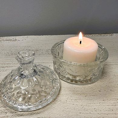 Vintage Embossed Glass Storage Jar for Candy, Cookies and Vanity Organization