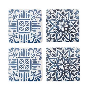 Set Of 4 Star Print Resin Coaster Set for Coffee Tables Dining Rooms and Kitchen Counters