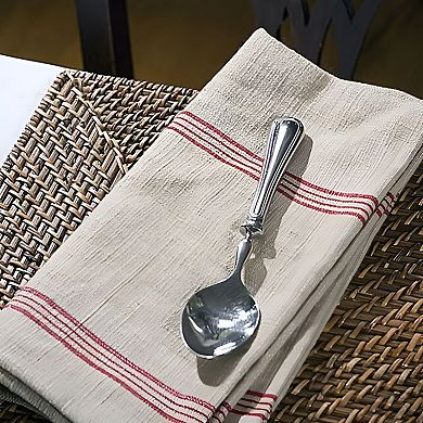 Square Cotton Dining Napkin with Striped Pattern for Casual Meals and Dining Table Everyday Use