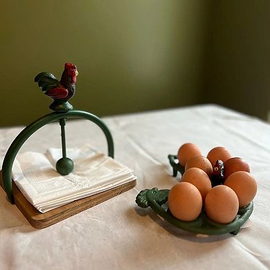 Farmhouse Style Cast Iron Egg Holder for Kitchen Countertop Pantry Storage Rack