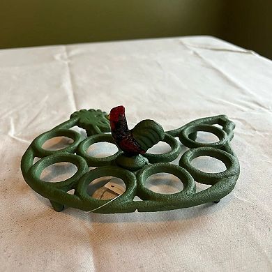 Farmhouse Style Cast Iron Egg Holder for Kitchen Countertop Pantry Storage Rack