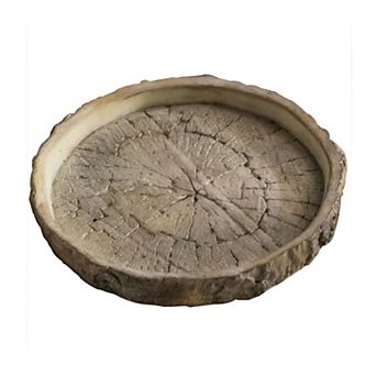 Round Cast Cement Tray Faux Wood Look Decorative Coffee Table Tray